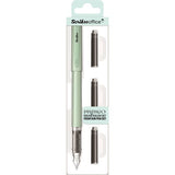 Scrikss Primeo Medium Nib Fountain Pen | 3 Cartridges Included | Stainless Steel Nib & ABS Body | Mint | in Blister Pack Scrikss