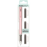 Scrikss Primeo Medium Nib Fountain Pen | 3 Cartridges Included | Stainless Steel Nib & ABS Body | Pink | in Blister Pack Scrikss