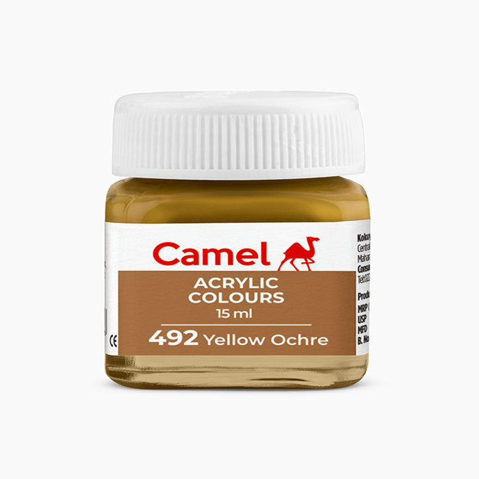 Camel acrylic colors 15ml tube in Yellow Ochre Shade.