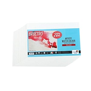 Brustro 100% Cotton Watercolour Paper 300 GSM Rough 14x21cm (Pack of 12 + 3 Sheets)