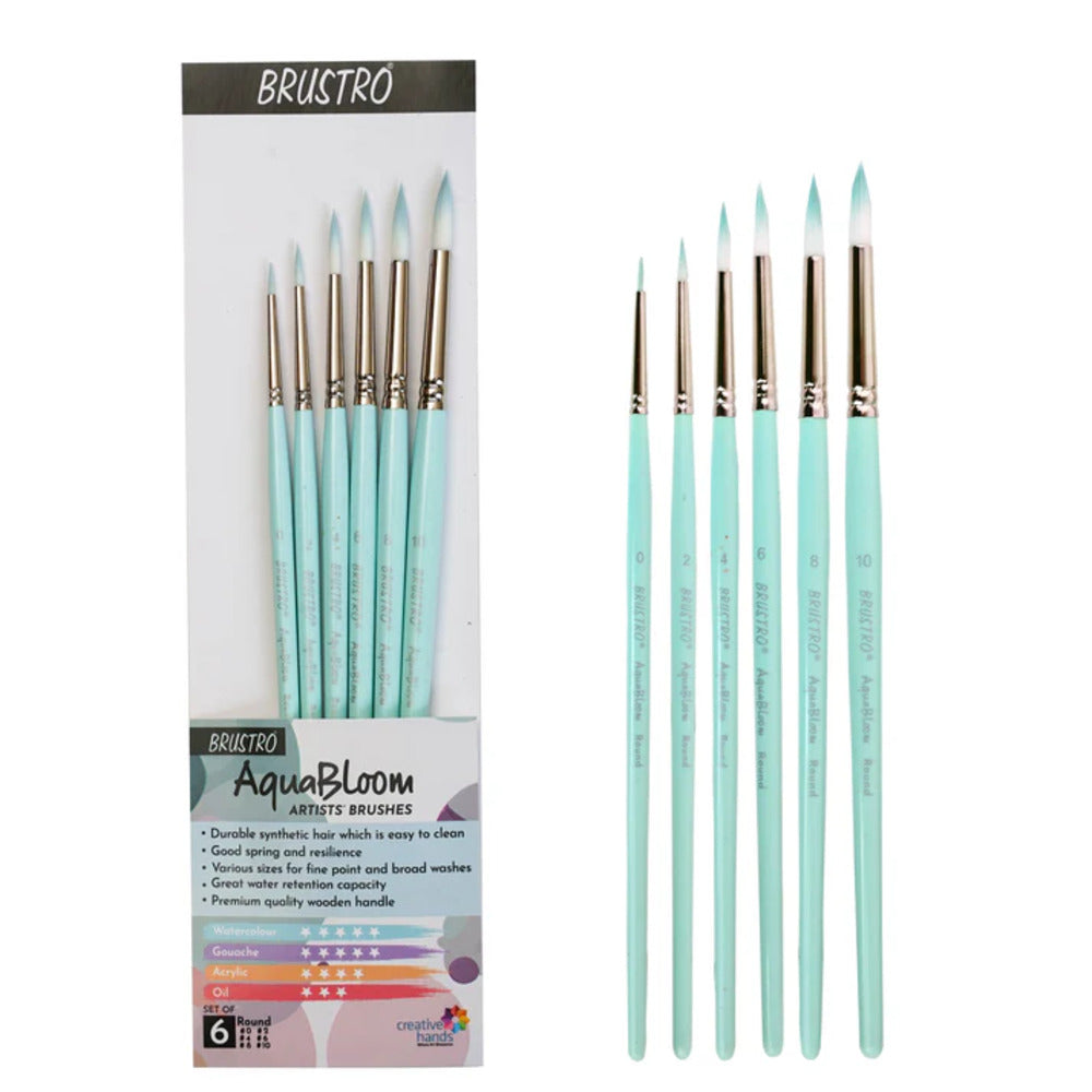 Brustro Aquabloom Artists Paint Brush Set Of 6