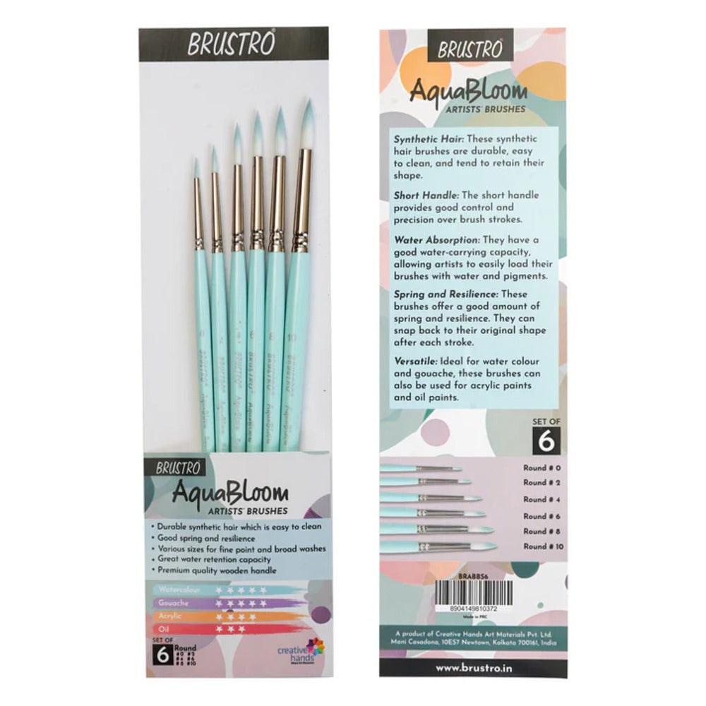 Brustro Aquabloom Artists Paint Brush Set Of 6