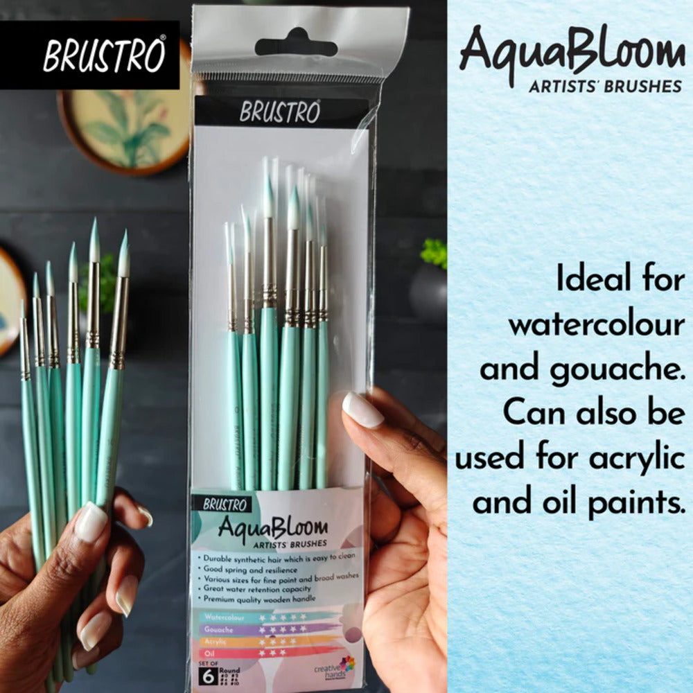 Brustro Aquabloom Artists Paint Brush Set Of 6