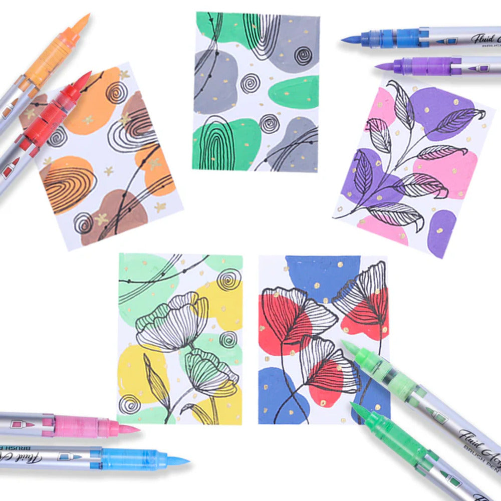 Brustro Fluid Acrylic Brush Pen Set Of 14
