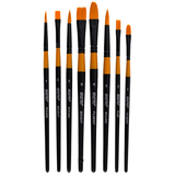 Brustro Artists Gold Taklon Brushes For Acrylics, Oil And Watercolour Set Of 8 - Short Handle