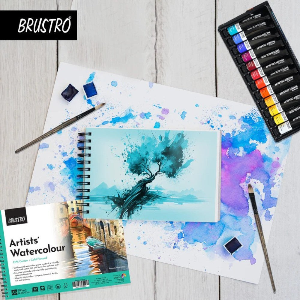Brustro Watercolour Pad - 25% Cotton - Cold Pressed - 200/300 GSM