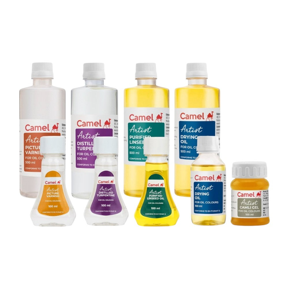 Camel Oil Mediums - Linseed Oil, Turpentine, Gel, Varnish for Painting