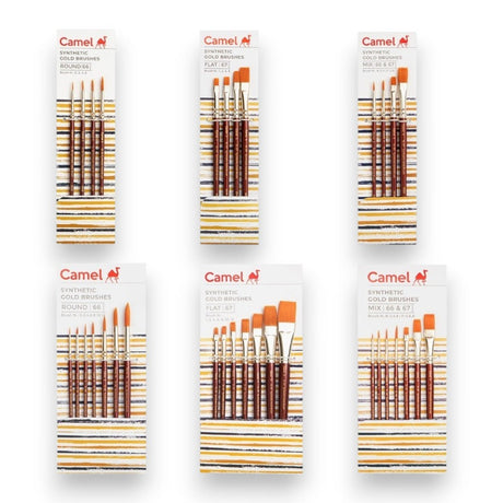 Camel Synthetic Gold Brushes - Round & Flat - Series 66 & 67