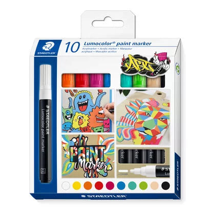 Staedtler Lumocolor Paint Marker Set of 10 Acrylic 2.4mm
