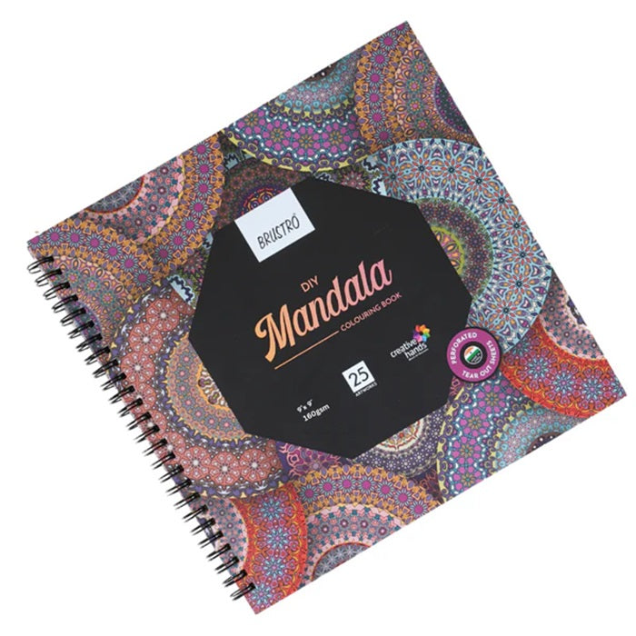 BRUSTRO DIY MANDALA COLOURING BOOK - 160GSM - 9X9