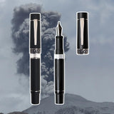 GIOIA | Medium Nib | Fountain Pen | Cenere Black Resin Barrel | Piston Filler | with Ink Window Gioia