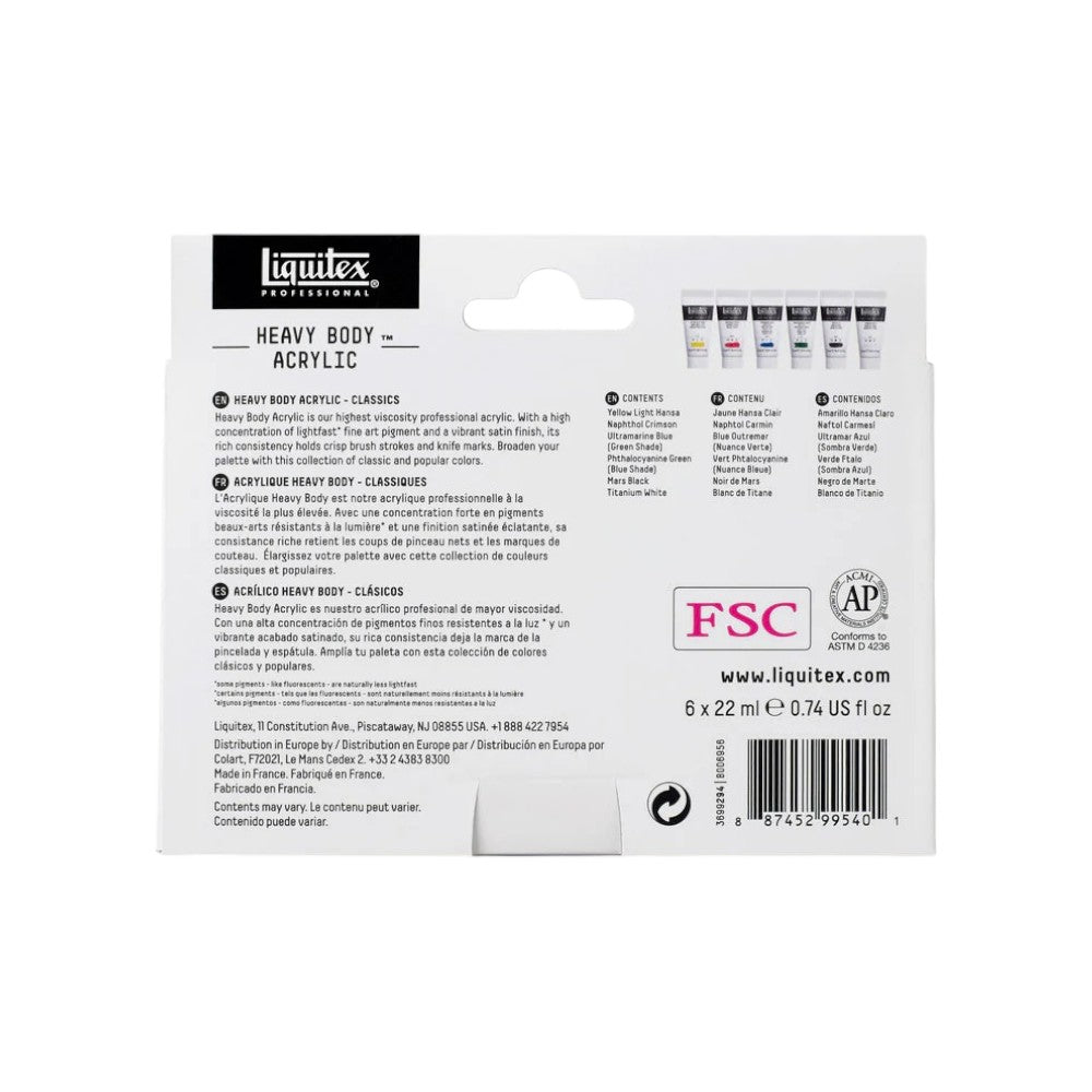 Liquitex Heavy Body Acrylic Set 22ml - Classic Shades Back View