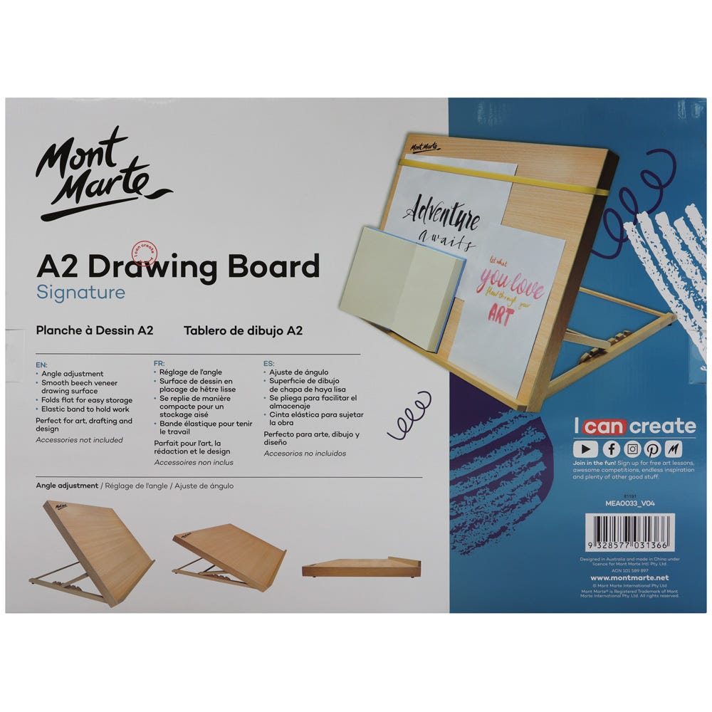 Mont Marte A2 Drawing Board Signature 65×48.2cm Beech Wood