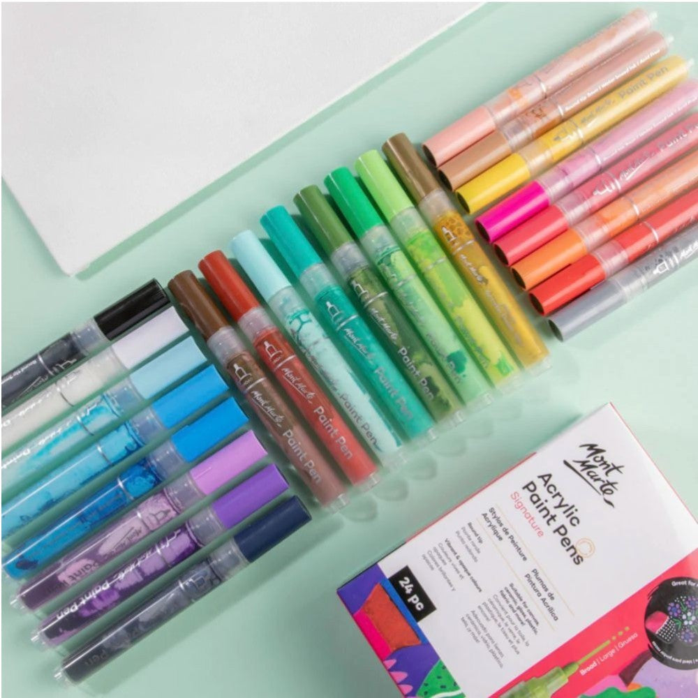 Mont Marte Acrylic Paint Pens - Broad Tip - 24pc Opaque - Open View