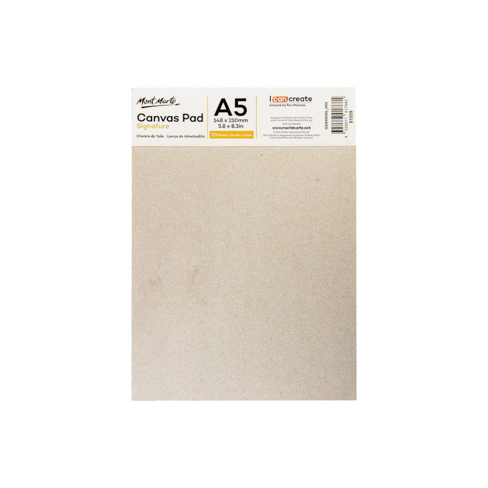 Mont Marte Canvas Pad A5 - Back Packaging Details