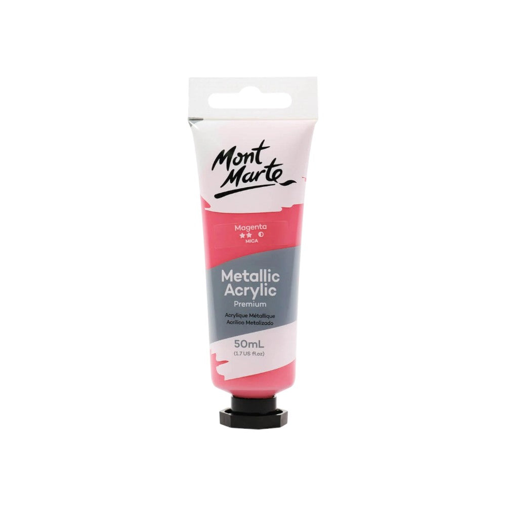 Mont Marte Metallic Acrylic Paint Premium 50ml Tube - Magenta