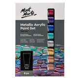 Mont Marte Metallic Acrylic Paint Set Premium 8pc x 36ml