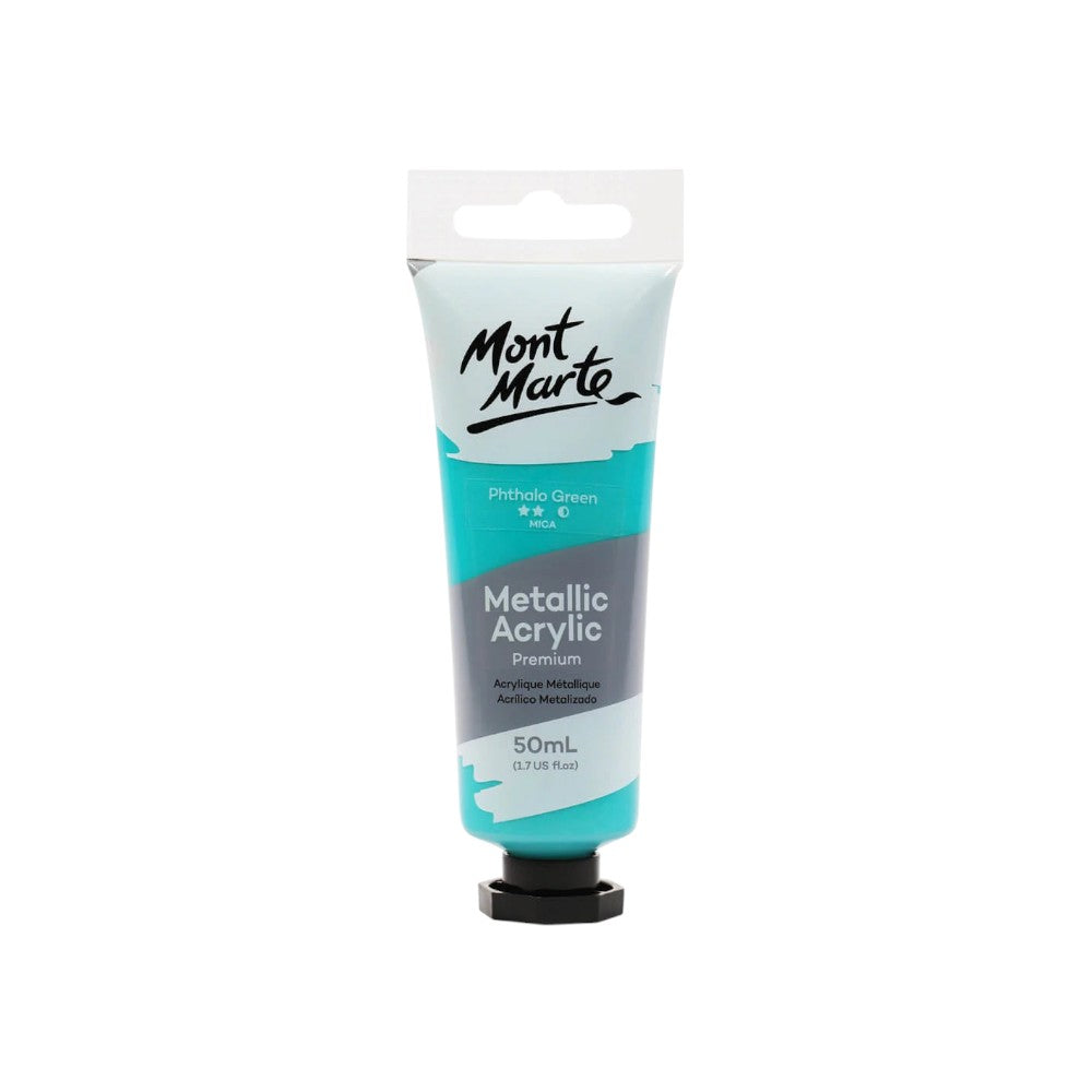 Mont Marte Metallic Acrylic Paint Premium 50ml Tube - Phthalo Green