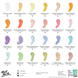 Mont Marte Signature Acrylic Pastel Paint Set (24x36ml) colour chart displaying all available pastel shades.