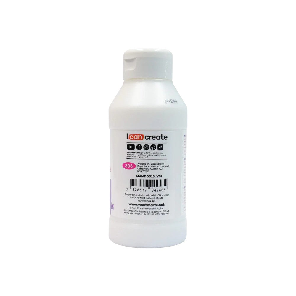 Back label of Mont Marte Premium Acrylic Matte Medium 250ml