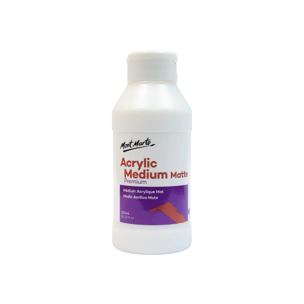 Mont Marte Premium Acrylic Matte Medium 250ml bottle front view