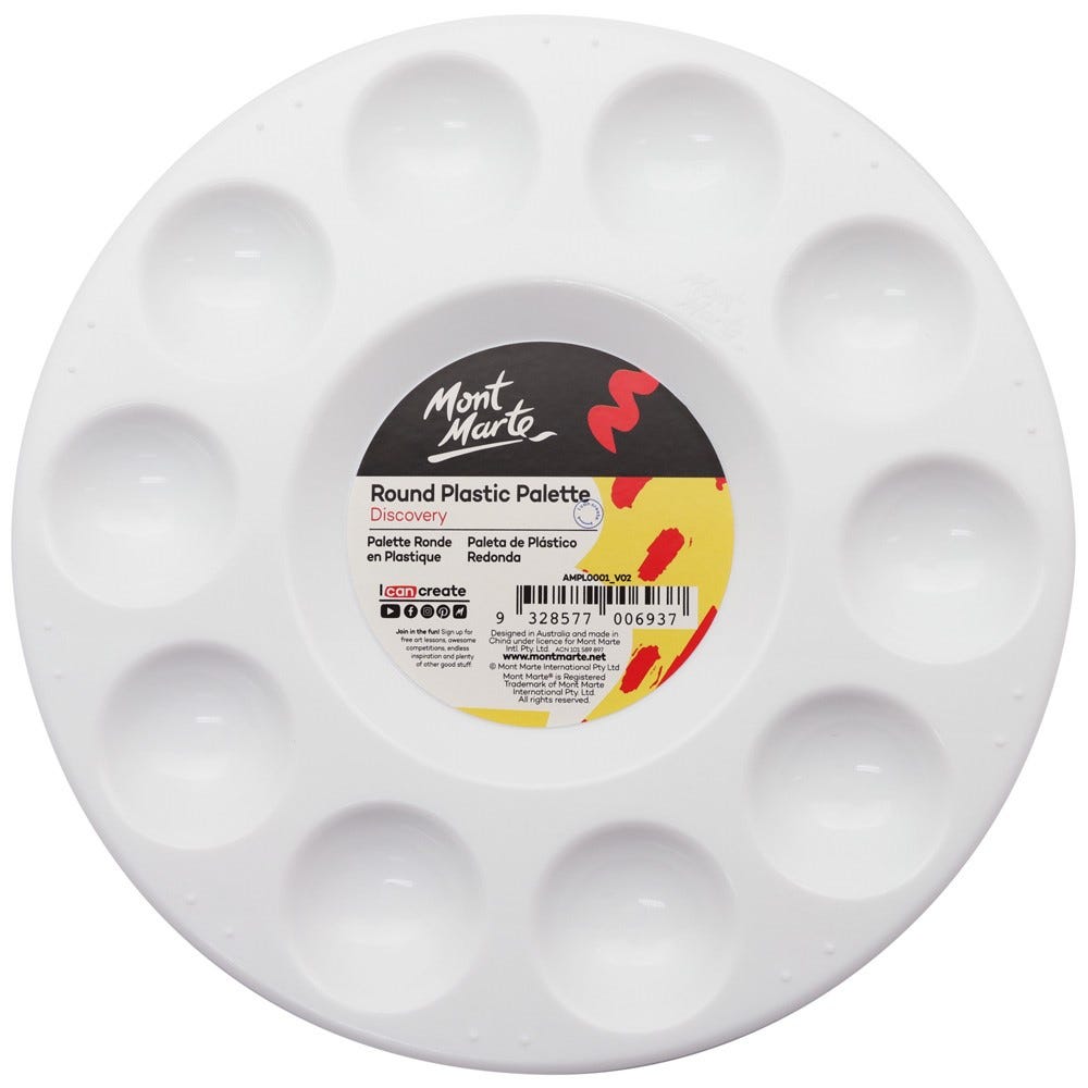Mont Marte Round Plastic Palette Discovery 17cm Paint Palette