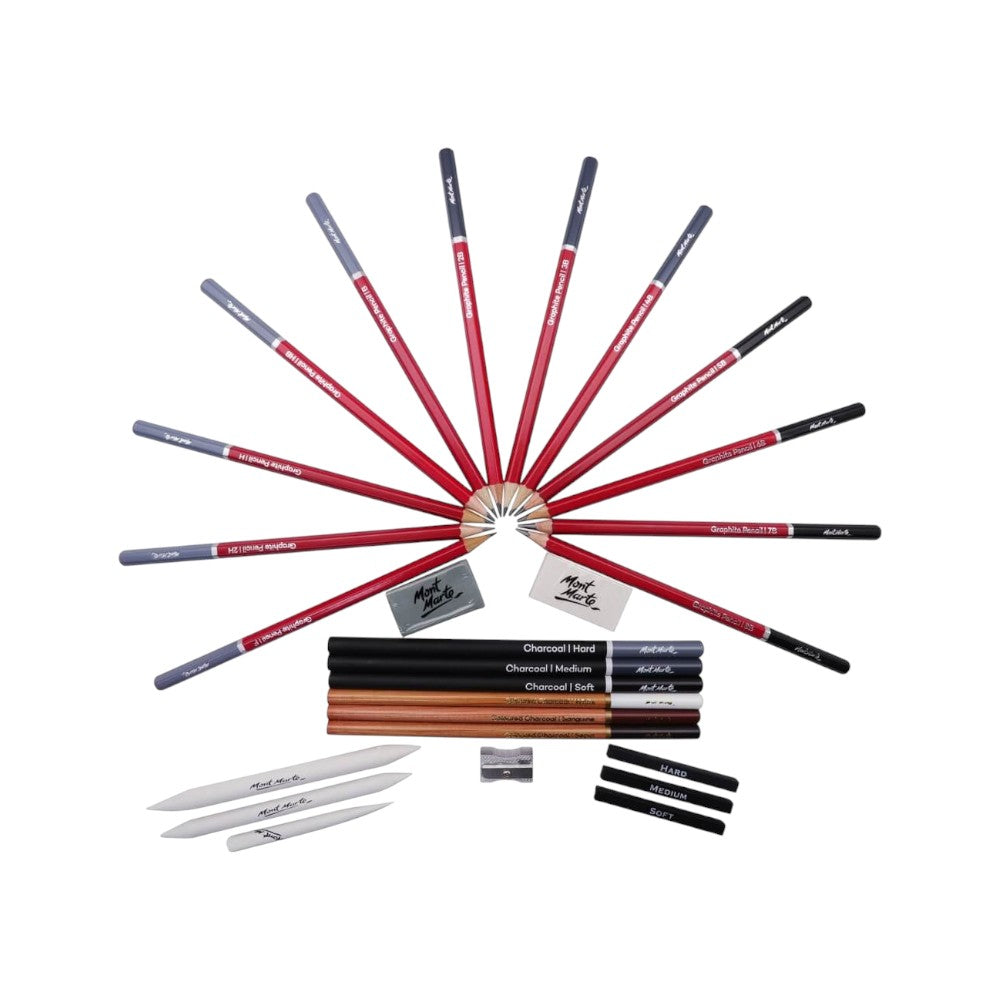 Mont Marte Sketching Set of 27 - Tin Pack - Contents Display