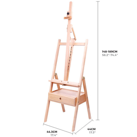Mont Marte Tilting Box Floor Easel Signature Beech Wood Storage Easel