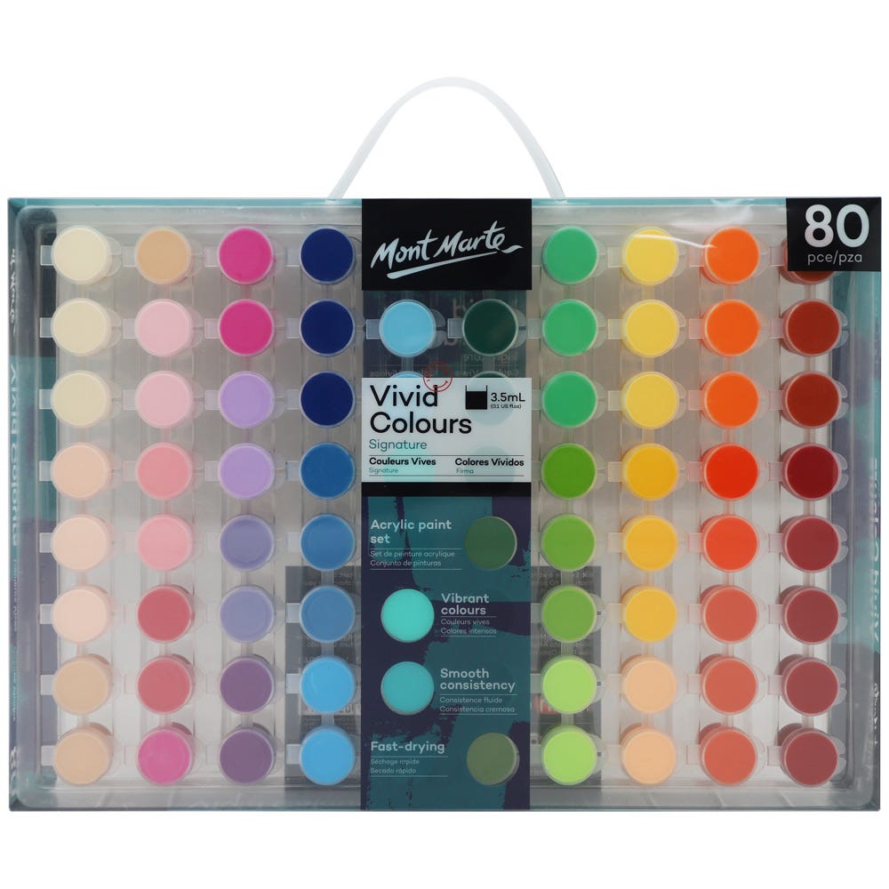 Mont Marte Vivid Colours Acrylic Paint Set 80pc x 3.5ml