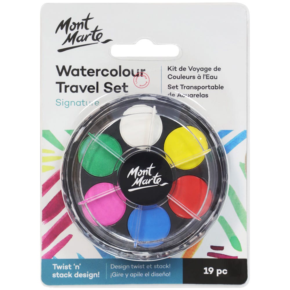 Mont Marte Watercolour Travel Set Signature 19pc Compact Set