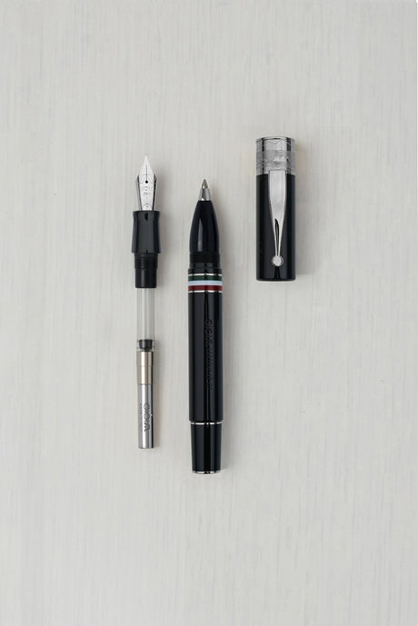 Gioia | Fountain Pen & Rollerball Pen | Partenope | Black | Ruthenium Trims Gioia