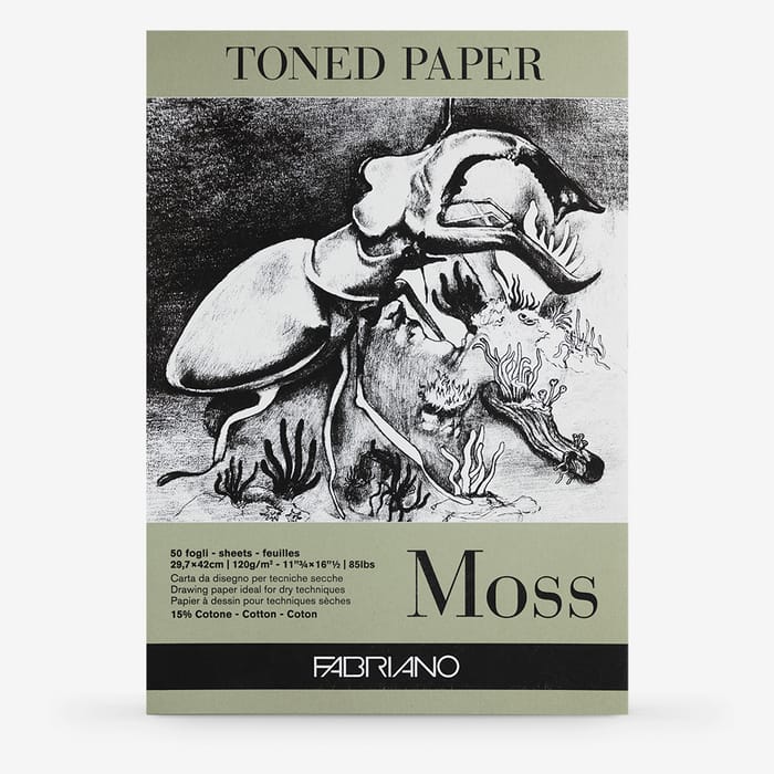 Fabriano Toned Paper Pad A3 Moss 120 GSM 50 Sheets