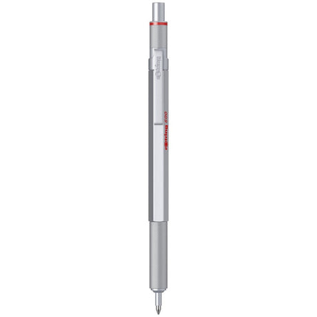 Rotring | 600 Series | Silver 1.0mm Ball Pen | Metal Body | Non-Slip | Metal Knurled Grip Rotring