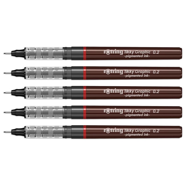 Rotring | Tikky | Graphic Fineliner | 0.2mm | 5 Pen Set Rotring