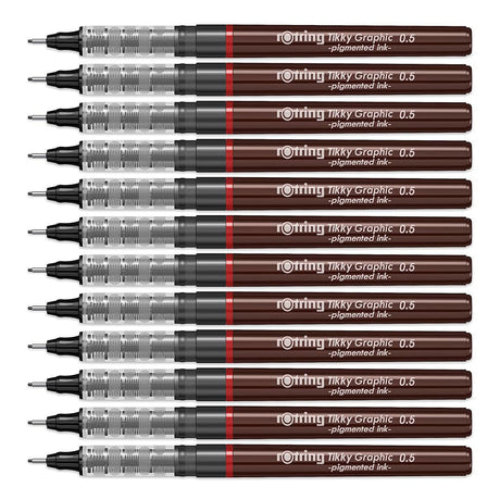Rotring | Tikky | Graphic Fineliner | 0.5mm | Black Ink | Pack of 12 Rotring