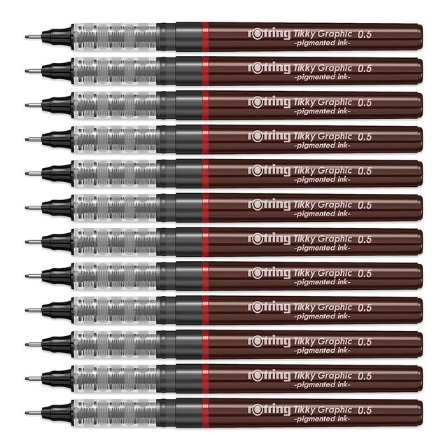 Rotring | Tikky | Graphic Fineliner | 0.5mm | Black Ink | Pack of 12 Rotring
