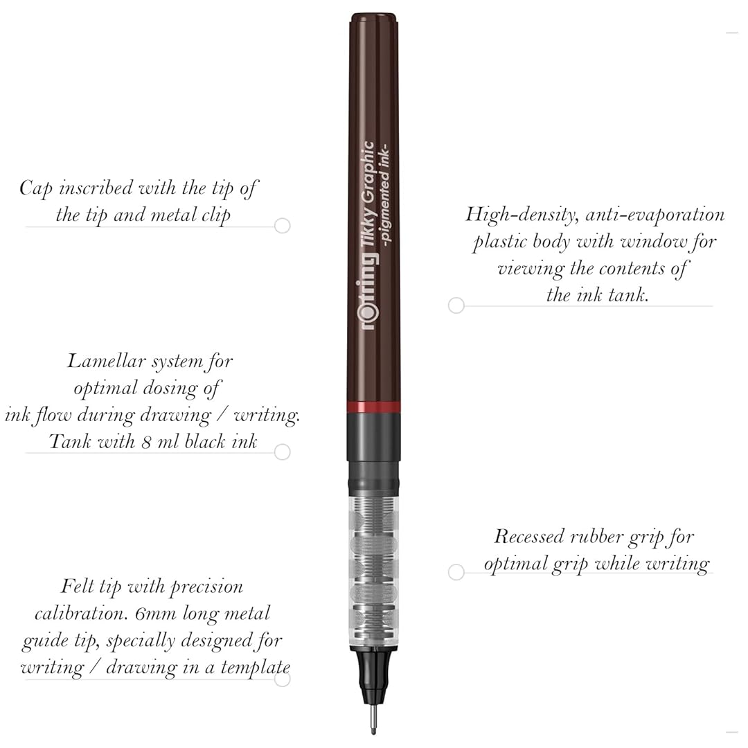 Rotring | Tikky | Graphic Fineliner | 0.8mm | 3 Pen Set Rotring