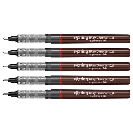 Rotring | Tikky | Graphic Fineliner | 0.8mm | 5 Pen Set Rotring