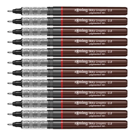 Rotring | Tikky | Graphic Fineliner | 0.8mm | Black Ink | Box of 12 Rotring