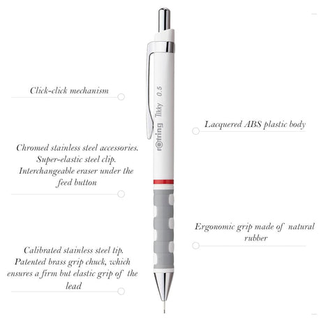 Rotring | Tikky | Mechanical Pencil | 0.5mm | White Barrel Rotring