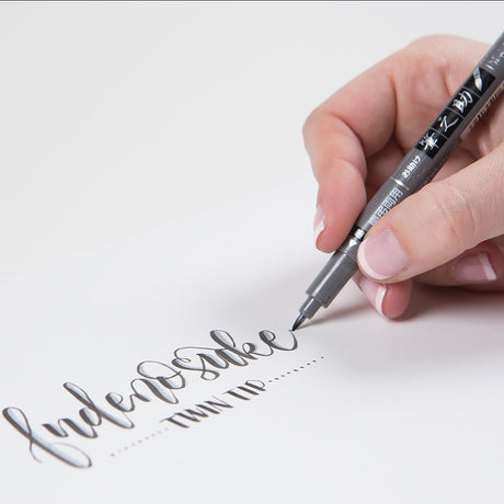 Tombow Fudenosuke Twin Tip Brush Pen - Black & Gray