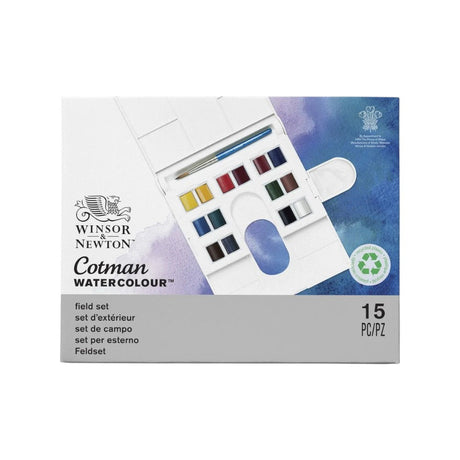 Winsor & Newton Cotman Water Colours Field Set - 15 Half Pans with Brush Winsor & Newton
