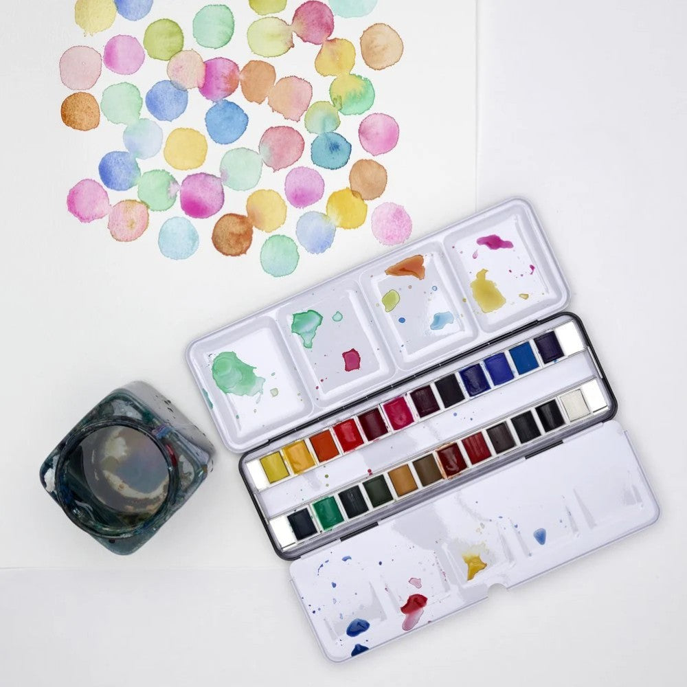 Winsor & Newton Cotman Watercolour Metal Sketchers Box - 24 Half Pans
