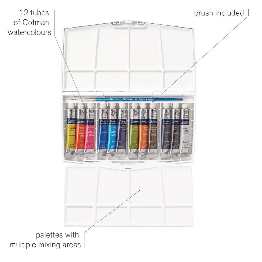 Winsor & Newton Cotman Water Colours Painting Plus - 12 x 8ml Tubes Winsor & Newton