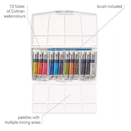 Winsor & Newton Cotman Water Colours Painting Plus - 12 x 8ml Tubes Winsor & Newton