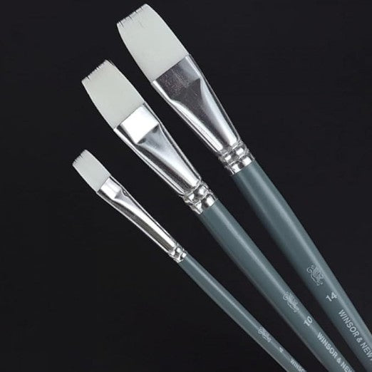 Winsor & Newton Foundation Brush Set - Flat 4, 10, 14 - Short Handle