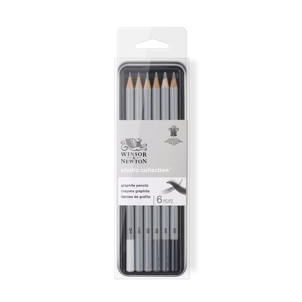 Winsor & Newton Studio Collection Graphite Pencil Set Of 6 Pencils In Tin Box