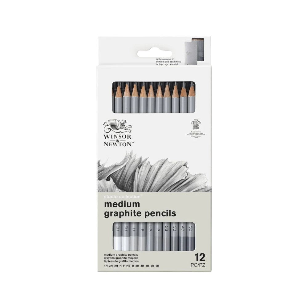 Winsor & Newton Studio Graphite Pencil Set - 12 Pencils in Tin