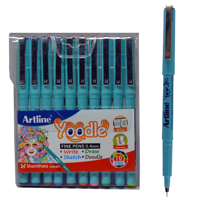 10 COLORS PACK OF ARTLINE YOODLE FINE PENS