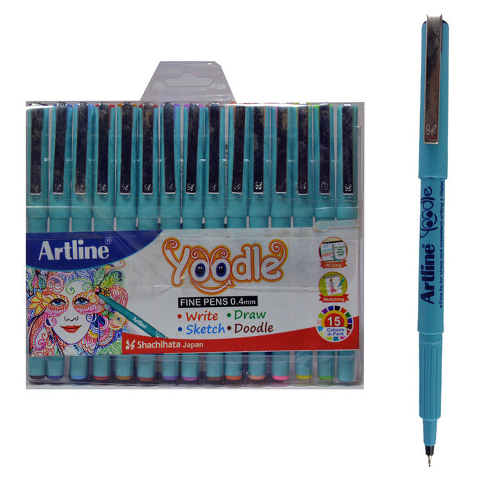 15 COLORS PACK OF ARTLINE YOODLE FINE PENS